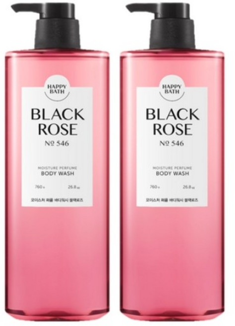 해피바스 모이스처 퍼퓸 바디워시 블랙로즈 향, 760g, 2개