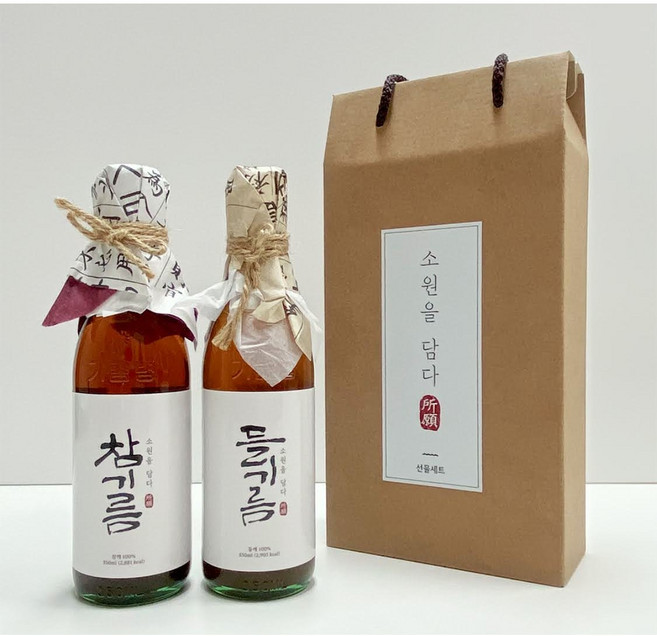 고소한 참기름 들기름 추석 선물세트 350ml+350ml 1세트, 외국산 참기름+들기름 세트, 1개, 350ml