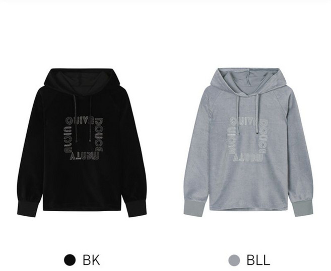베스띠벨리 글리터 레터링 코듀로이 보온 후드 티셔츠 BJIBX1890