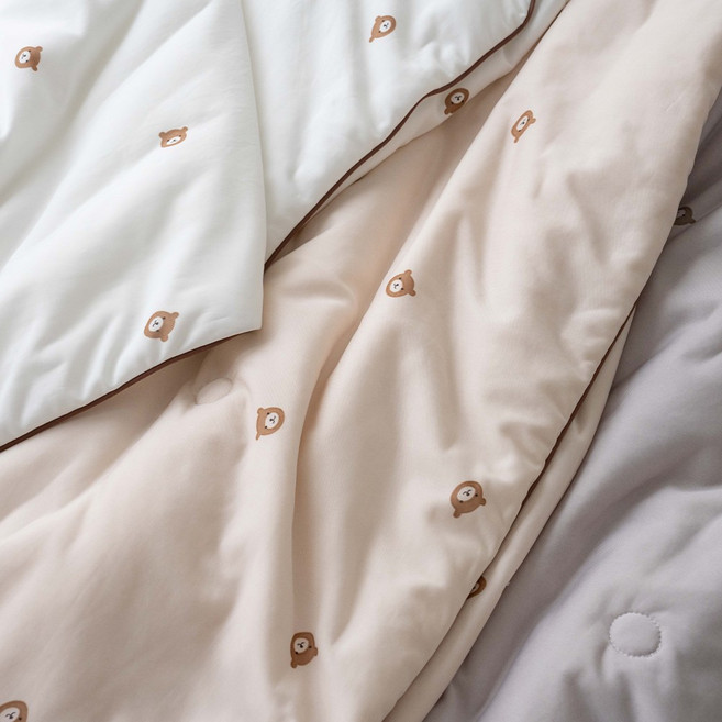 냉감이불 곰돌이패턴 초코 여름 슈퍼싱글 퀸 오코텍스 키즈 어린이이불, 그레이