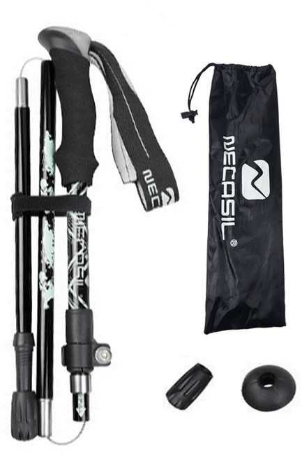 6061 네카실 접이식 5단 알루미늄 초경량 등산 스틱 경량, 블랙, 1개