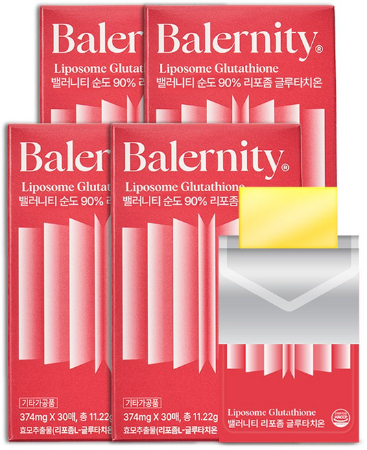 밸러니티 고순도 90% 리포좀 글루타치온 필름 식약청 인증 인지질 코팅, 11.22g, 4개