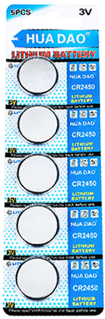 HUA DAO CR2450 鈕扣電池, 1套, 5個裝