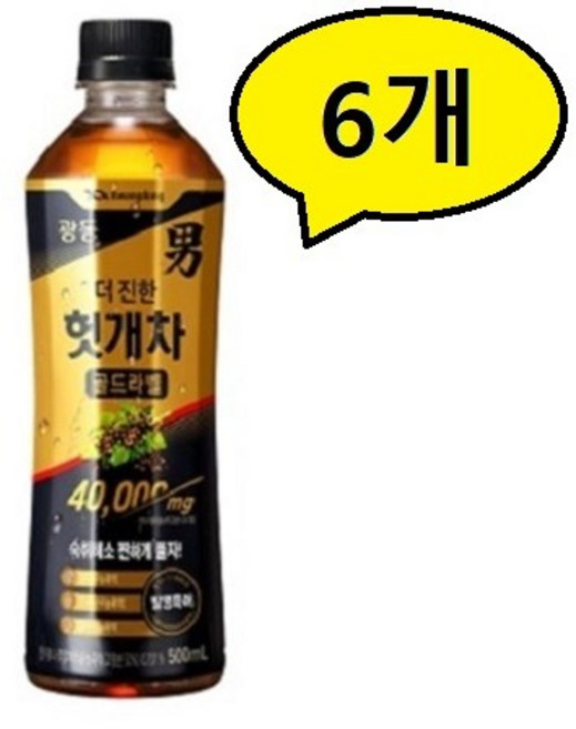 광동 더 진한 헛개차 골드라벨, 500ml, 6개