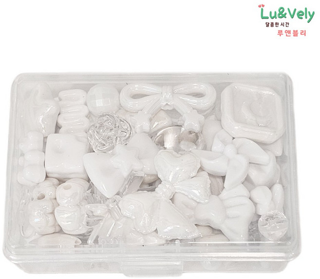 [루앤블리] 볼꾸 DIY 키트 스트랩 파츠 볼팬 꾸미기 팔찌 반지 키링 만들기 공예 재료 120g, 1개, 화이트
