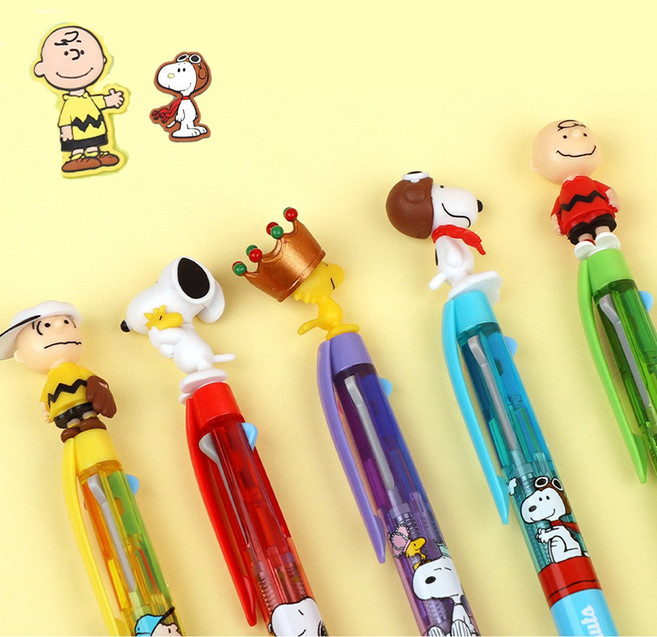스누피 3색 볼펜 피너츠 마스코트 0.5mm 스누피굿즈 캐릭터 귀여운 펜 선물용, 우드스탁