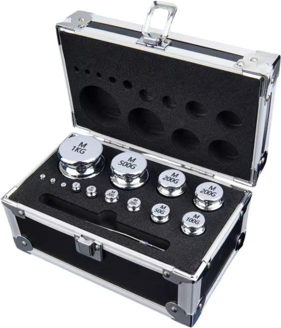 Dr.秤 磅秤電子秤專用 鋼鍍鉻標準砝碼套組 附盒子夾子 高光澤度 校正用 含稅 實驗室課程教學 天平砝碼, 1個, M1等級砝碼總重【2000g】1g~1kg