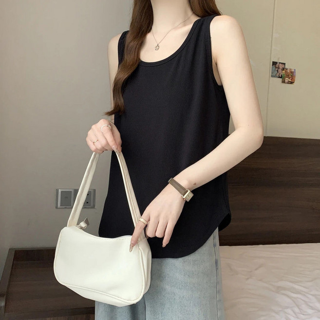 寬肩帶背心女 夏季新款 寬鬆遮肚外穿內搭打底衫 無袖上衣