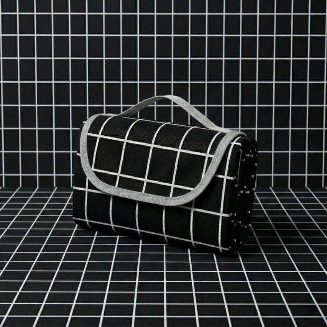 방수 피크닉 대형 돗자리 150x200 접이식 휴대용 벨크로 4인용 캠핑매트, 모던 블랙