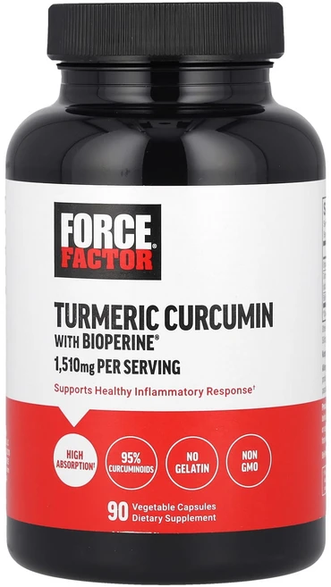 Force Factor BioPerine® 함유 강황 커큐민 베지 캡슐 90정, ForceFactorBioPerine®함유강황커큐민베지, 1개 - 쿠팡