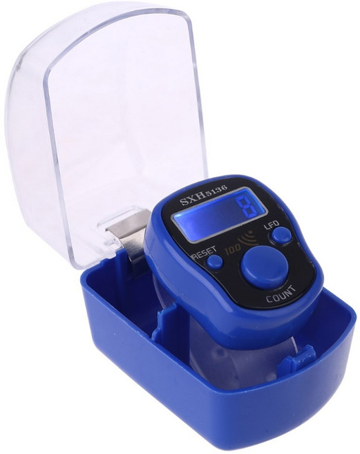 탈리 카운터 명상용 포함 리셋 손목 LED 휴대용 손가락 조명 사운드 도구 휴식 및 감압 전자 디지털, 파란