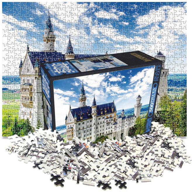 랜드마크 풍경 직소퍼즐 500조각 성인 취미 퍼즐, 1개, 노이슈반슈타인 성, 500피스