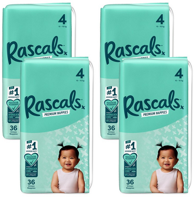 라스칼 프렌즈 프리미엄 기저귀 4단계 중형 10-15kg 밴드형 아이비젼, 144매