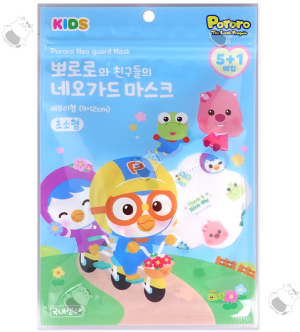 뽀로로 네오가드 마스크 새부리형 초소형, 초소형(9x12cm), 7개, 6개입