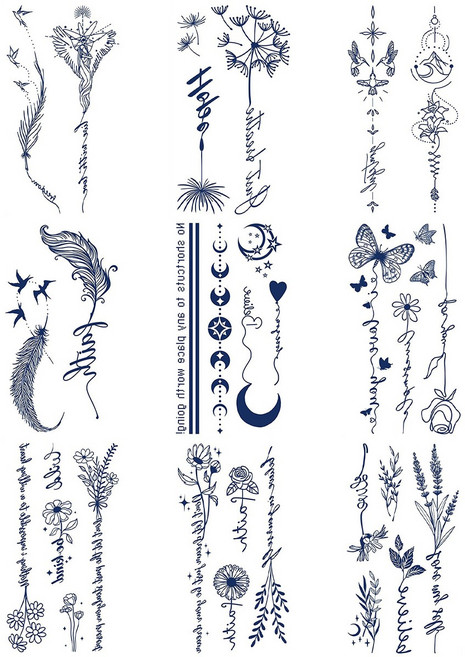 MIR WAY 셀프 헤나 반영구 타투스티커 9종세트, 1개, MWA-9장세트