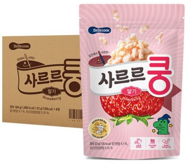 베베쿡 사르르쿵 과자, 딸기, 23g, 64개