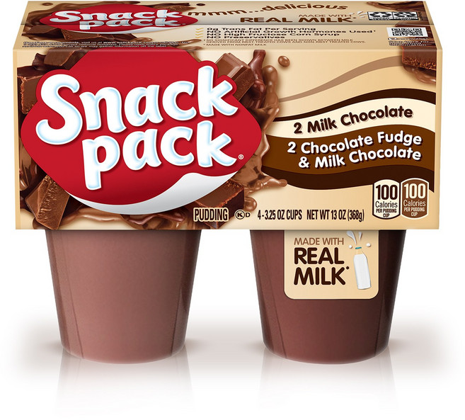 스낵팩 푸딩 밀크 초콜릿 2개입+초콜릿 퍼지 2개입 세트, 368g, 1개