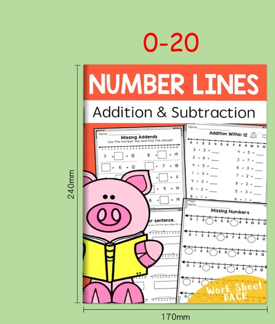 32페이지의 인터랙티브 수학 워크북 (덧셈 및 뺄셈 연습지 크로스워드 퍼즐 다채로운 활동 포함), 01 StyleA