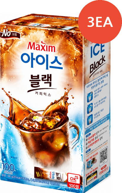 동서 맥심 아이스 커피믹스 블랙 100포 (5.9G*100입), 5.9g, 100개입, 3개
