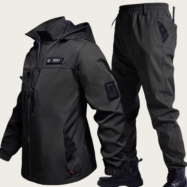 ANYOU 남자 트레이닝 상하의 세트 방풍 집업 정비복 아웃도어 작업복