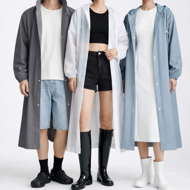 아노유 안찢어지는 EVA 방수 우비 1+1