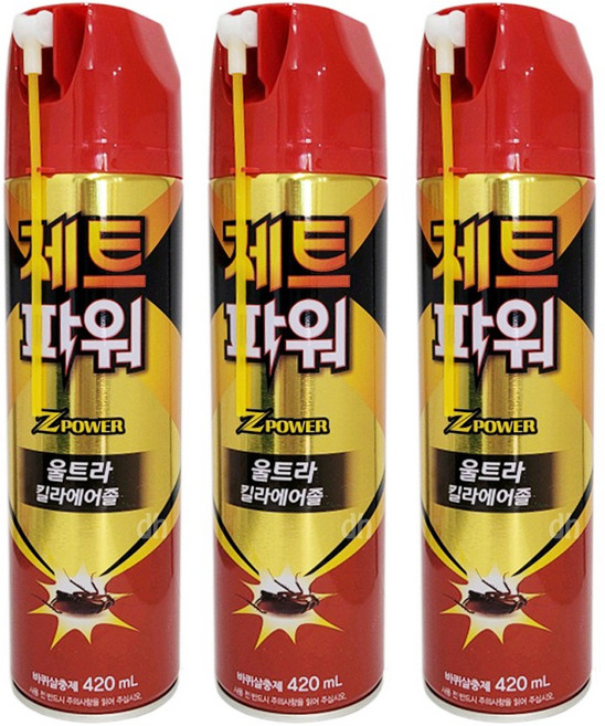 건강두배로 강력한 제트파워 울트라 킬라에어졸 바퀴살충제, 420ml, 3개