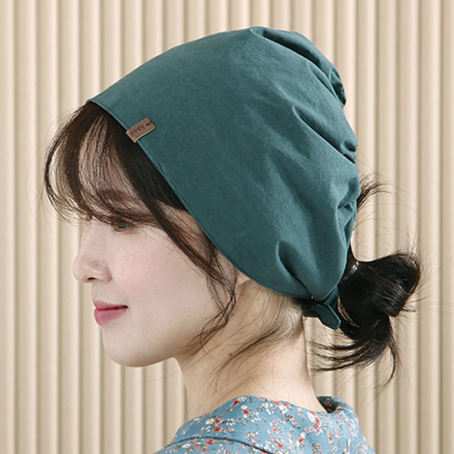 H960 가죽라벨 면 심플 삼각두건