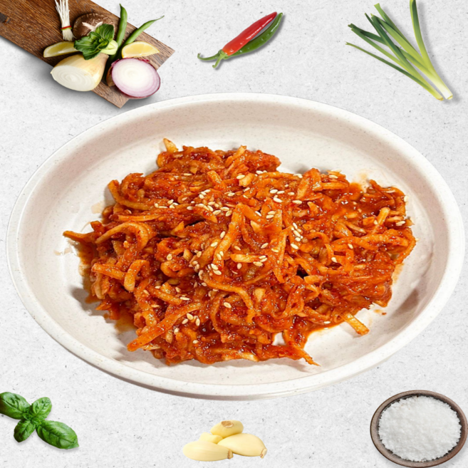 노빡 실비무생채 1kg 매운 불 김치, 노빡실비매운 무생채(덜매운맛1단계), 1개
