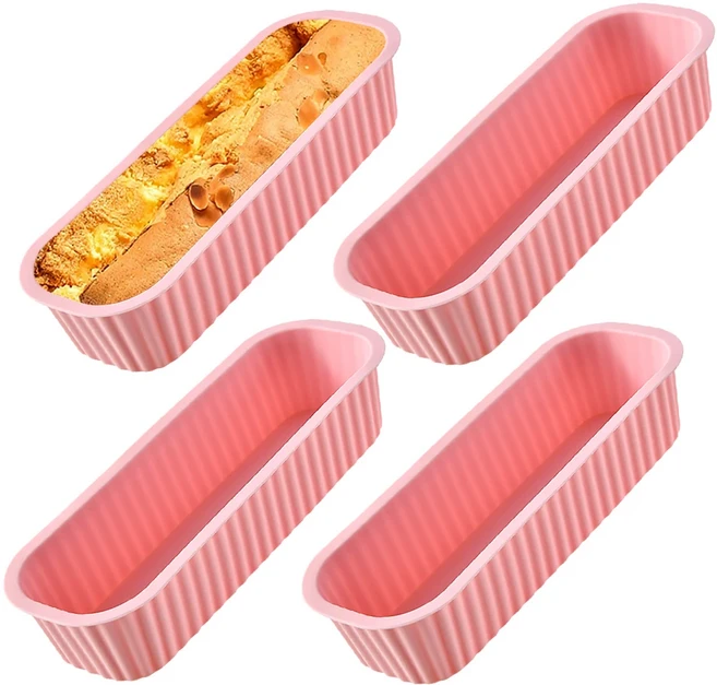 1/4Pcs 미니 가정용 직사각형 실리콘 금형 캔디 토스트 빵 DIY 주방 용품 케이크 Bakeware 팬 베이킹 도구, 01 China Mainland, 1개, 09 4Pcs Pink