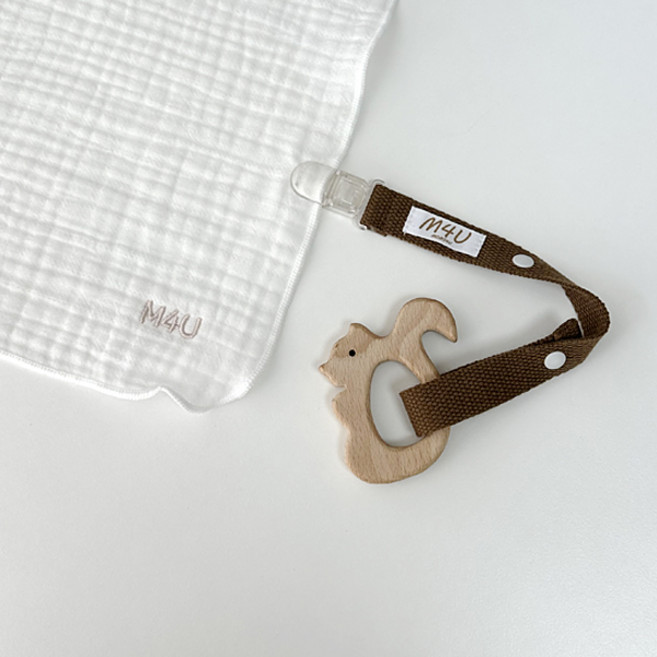 맘스포유 M4U 노리개 쪽쪽이 홀더 멀티스트랩 유모차 아기띠 다용도 클립, 1개, 브라운