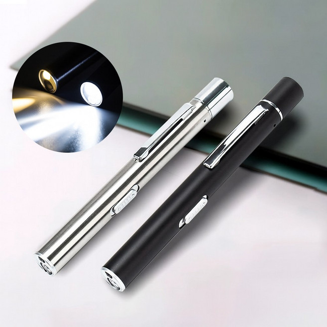USB 충전식 동공펜 LED 라이트펜 불빛 펜 2종 라이트 간호사 군인, 1개, 클래식 블랙