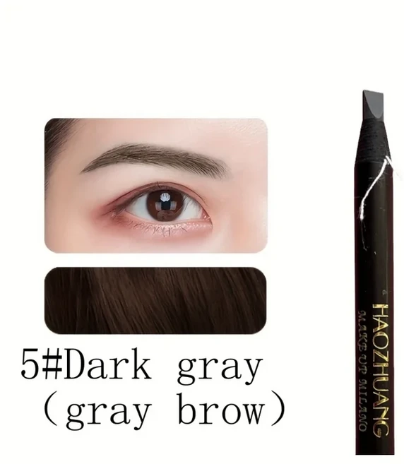 HAOZHUANG 풀 눈썹 연필 블랙 가죽 메이크업 와일드 라인 하드 코어 플랫 펜 화이트
