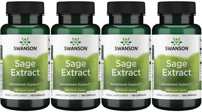 스완슨 세이지 추출물 160mg, 4개, 100정 - 쿠팡