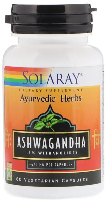 솔라레이 아슈와간다 470mg 식물성 베지 캡슐 60정 셀룰로스 함유 아유르베다 허브, 1개 - 쿠팡