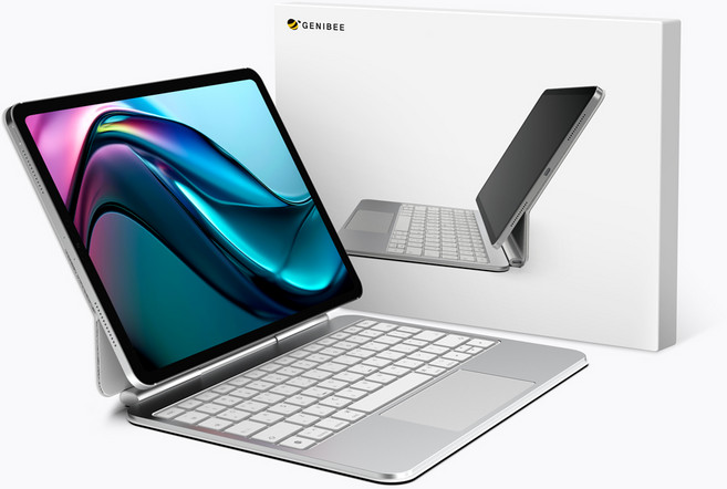 지니비 에센셜 매직키보드 아이패드 키보드 케이스, 1개, 실버화이트