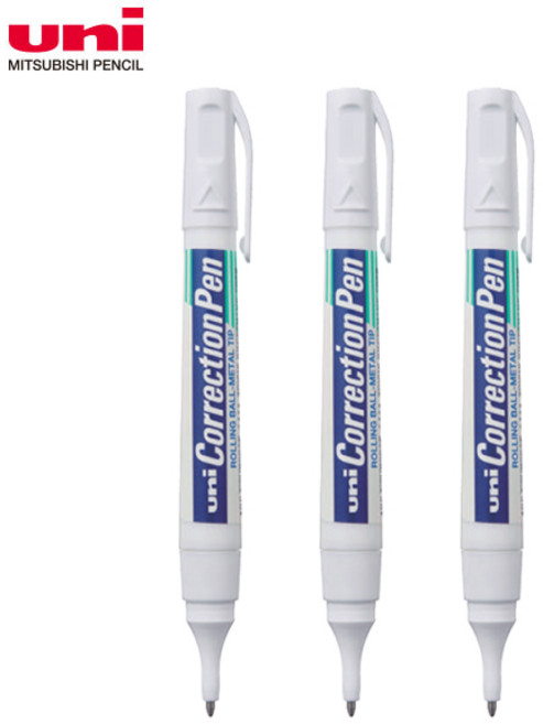 미쓰비시 UNI 유니 커렉션 수정액 Correction Pen CLP-300N 낱개 필기수정액 학용품, 3개, 8ml