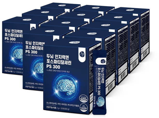 올바른 두뇌 인지력 개선 포스파티딜세린 분말 가루 식약처인증 PS 300 30포, 60g, 12박스