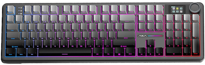 AULA F108 프로 104키 커스터마이징 기계식 3모드 유무선 키보드, 그레이, 카라멜라떼축, 제조사축