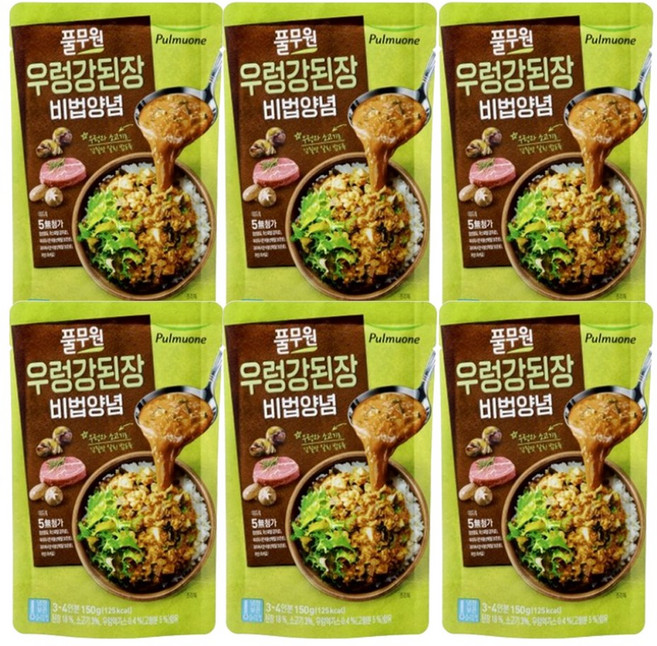풀무원 우렁강된장 비법양념 밥도둑 즉석식품, 6개, 150g