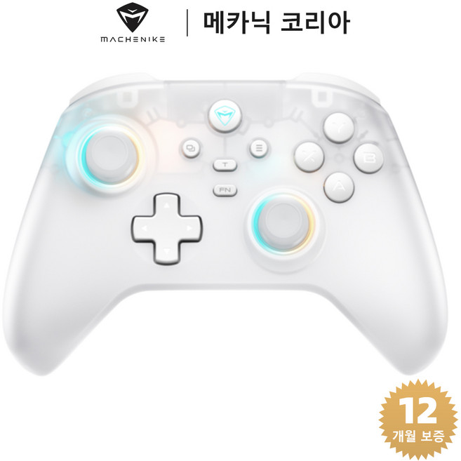 Machenike 메카닉 G3 V2 무선 컨트롤러 PC 안드로이드 iOS 닌텐도 스위치 호환 RGB 게임패드, 1개, 화이트(충전 도크 미포함)