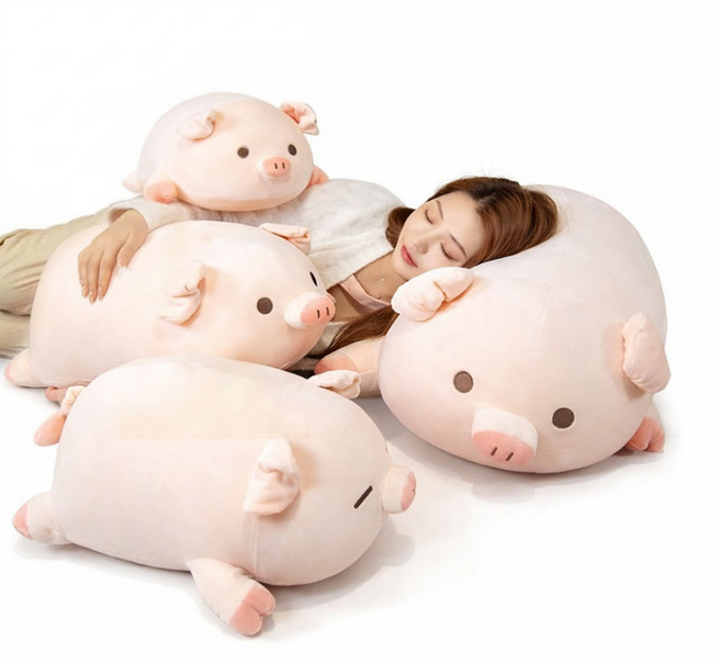 빌리네집 돼지인형 안고자는 바디필로우 모찌 대형 쿠션 40cm 50cm 60cm 80cm, 핑크_실눈돼지