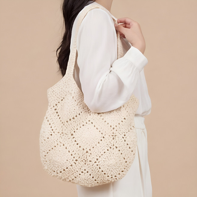 라뷰드 여성 여름 뜨개 니트 숄더백 여자 여행 비치 피크닉 가방 숄더 밀짚 라탄백 베이직 데일리 가벼운 캐주얼 그물 라탄 비치백