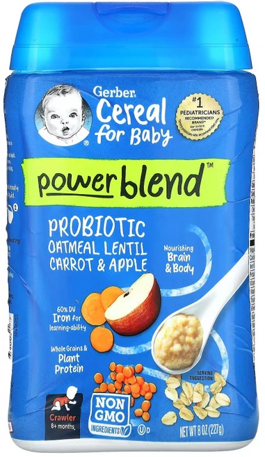 거버 시리얼 파워 블렌드 어린이 미음 227g, 1개, 당근 사과 맛 - 쿠팡