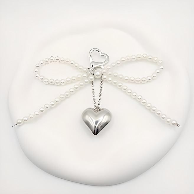 버블리데이 진주 하트 키링 가방 참장식