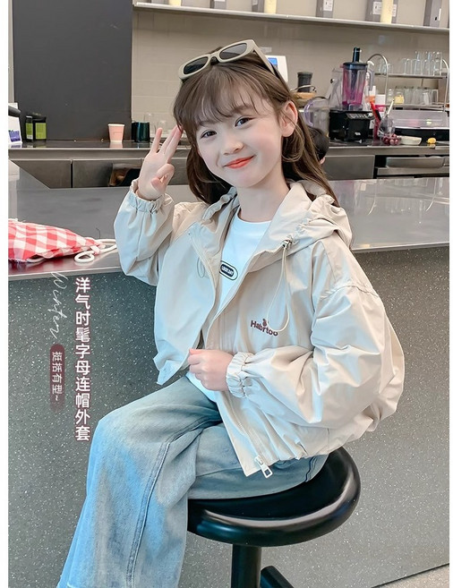 에이치제이 공용 바람막이 후드 집업 남아 여아 아동복 간절기 봄가을 숏