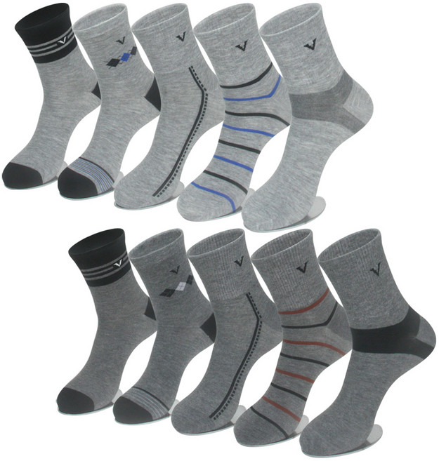 골져스토어 남성용 중목 패션 디자인 긴목 양말 10켤레