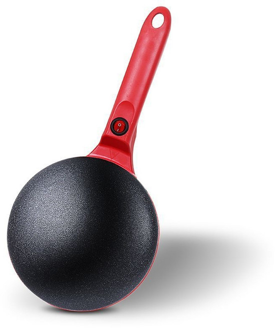 가정용 미니 팬케이크 메이커, 빨간색, 본체+반죽 그릇+거품기+오일 브러시