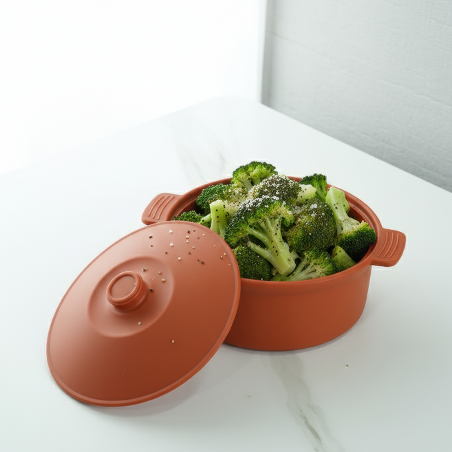 소노리떼 국산 실리콘 계란찜기 원형 대형 1200ml 라면용기, 캐러멜 캐러멜, 1개