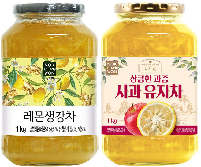 [녹차원] 레몬생강차 1kg+사과유자차 1kg, 단품, 단품, 1개