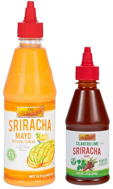 Lee Kum Kee Flavor Collection 스리라차 마요(425.2g(15온스) & 스모키 BBQ 스리라차(300.5g(11온스) 크리미 스파이시 히코리 맛 그릴링, 3 Sriracha Mayo + Cilantro Lim